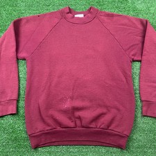 Vintage 90's Fruit of The Loom Blank Sweatshirt Red Size Medium THRASHED