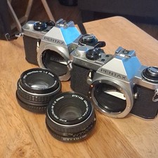 2 Pentax ME Super Cameras FOR PARTS OR REPAIR with 2 SMC lenses