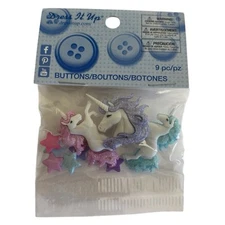 Dress It Up Unicorns & Stars Glitter Embellishments & Buttons - Super Cute 181