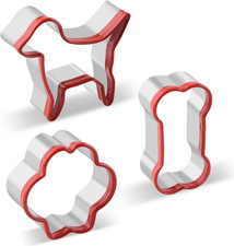 Dog Cookie Cutters Set, 3 Pieces Dog Bone Biscuit Cutters, Dog Paw Cutter Sha...