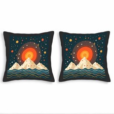 Stylized Mountain Range Throw Pillow Covers 18x18in Set of 2