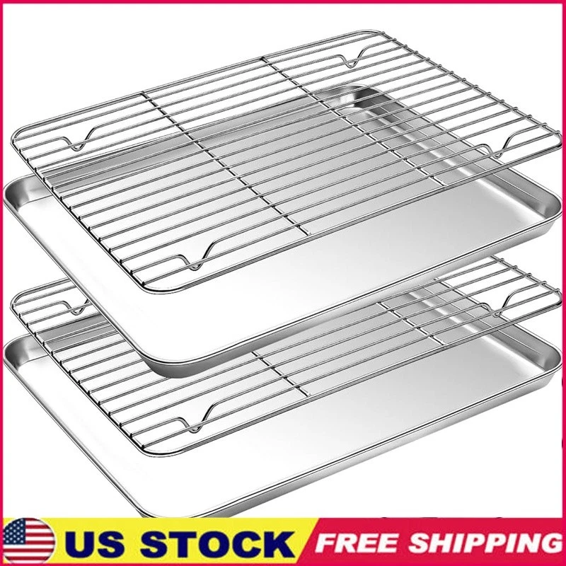 Stainless Steel Baking Sheet Set W/ Racks Heavy Duty Dishwasher Safe 4 Pieces US
Opens in a new wind