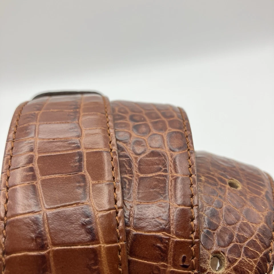 Talbots Women's Belt Size 28 (1.25”) Genuine Leather Made In Italy Rustic Brown - Image 3 of 4