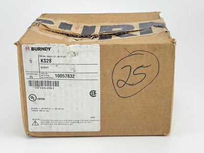 Box of 25 BURNDY Servit KS28 Split Bolt Connector 1 to 4/0 STR Copper Conductor