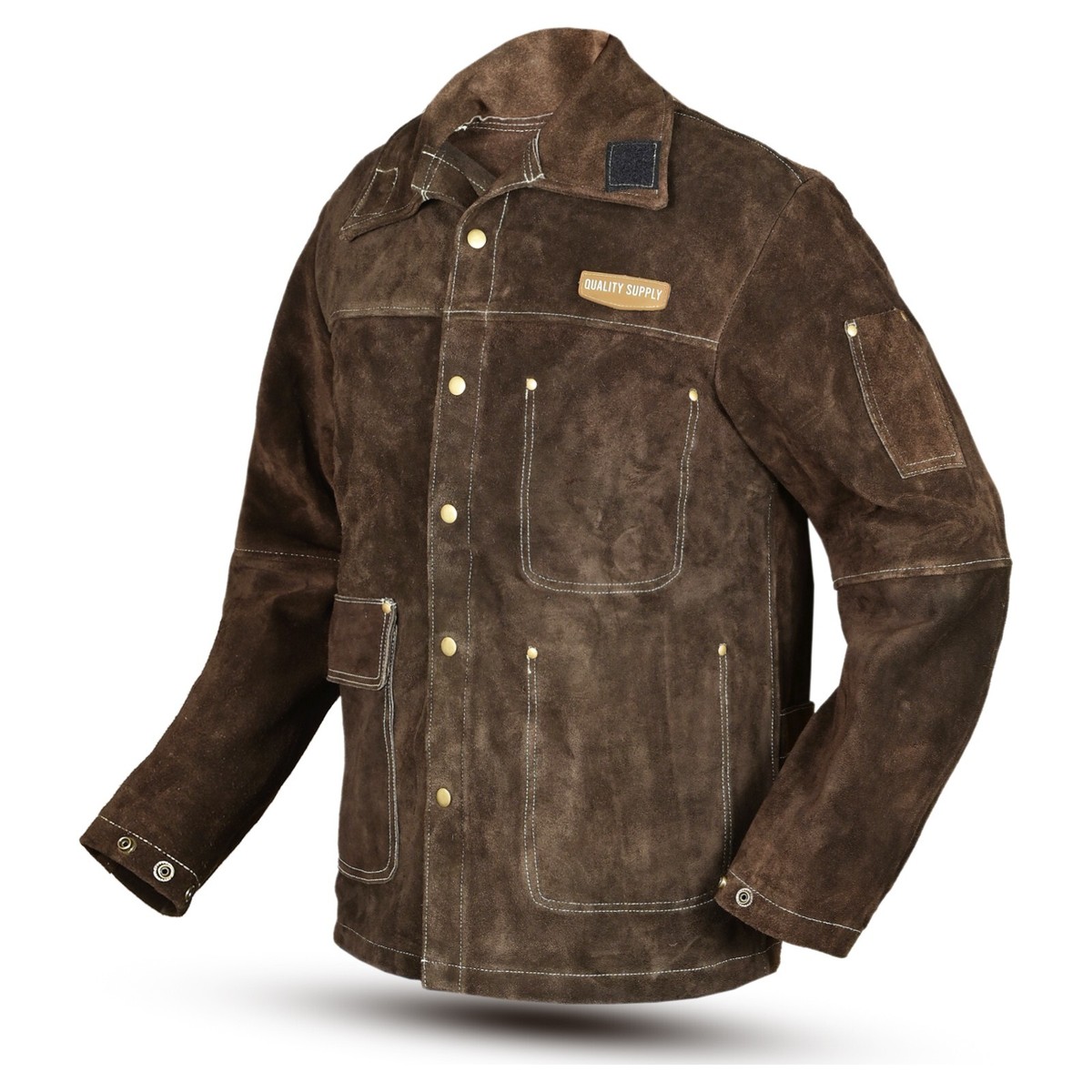 Yellow Jacket QeeLink Leather Welding Work Jacket With Hood Flame