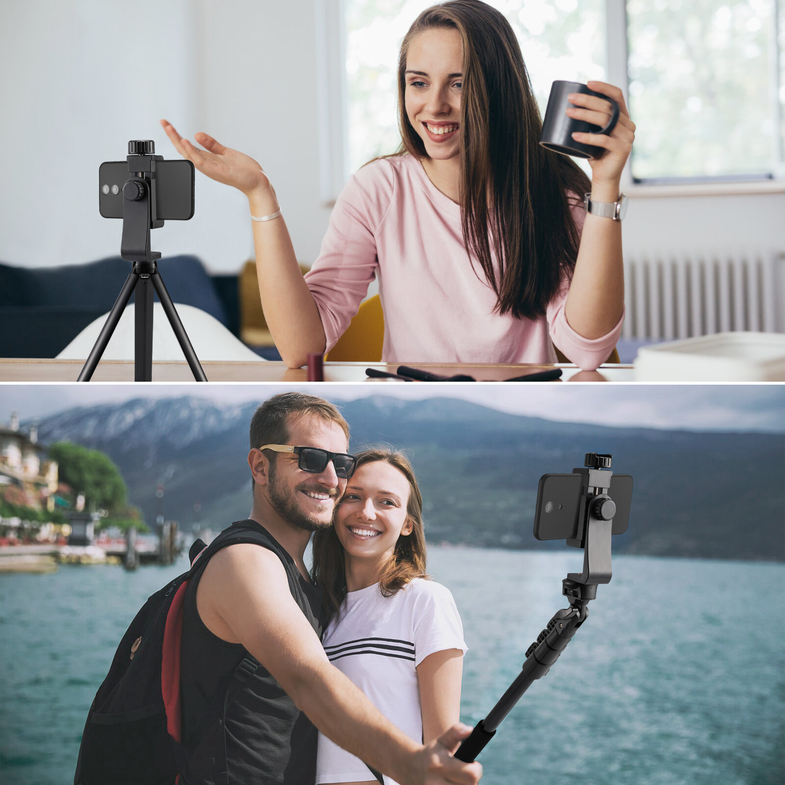 CAMOLO Aluminum 54 in Extendable Selfie Stick with Remote Shutter Camera Tripod