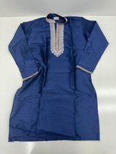 Sonisha Blue Long Sleeve Embroidered Kurta Mens Size Large