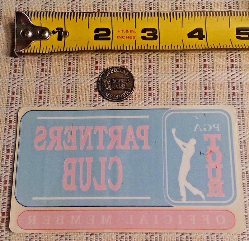 Vintage PGA Tour Partners Club Official Member Sticker & Coin