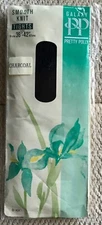 PRETTY POLLY SMOOTH KNIT TIGHTS ~SIZE 36 - 42” ~ CHARCOAL  REINFORCED BODY & TOE