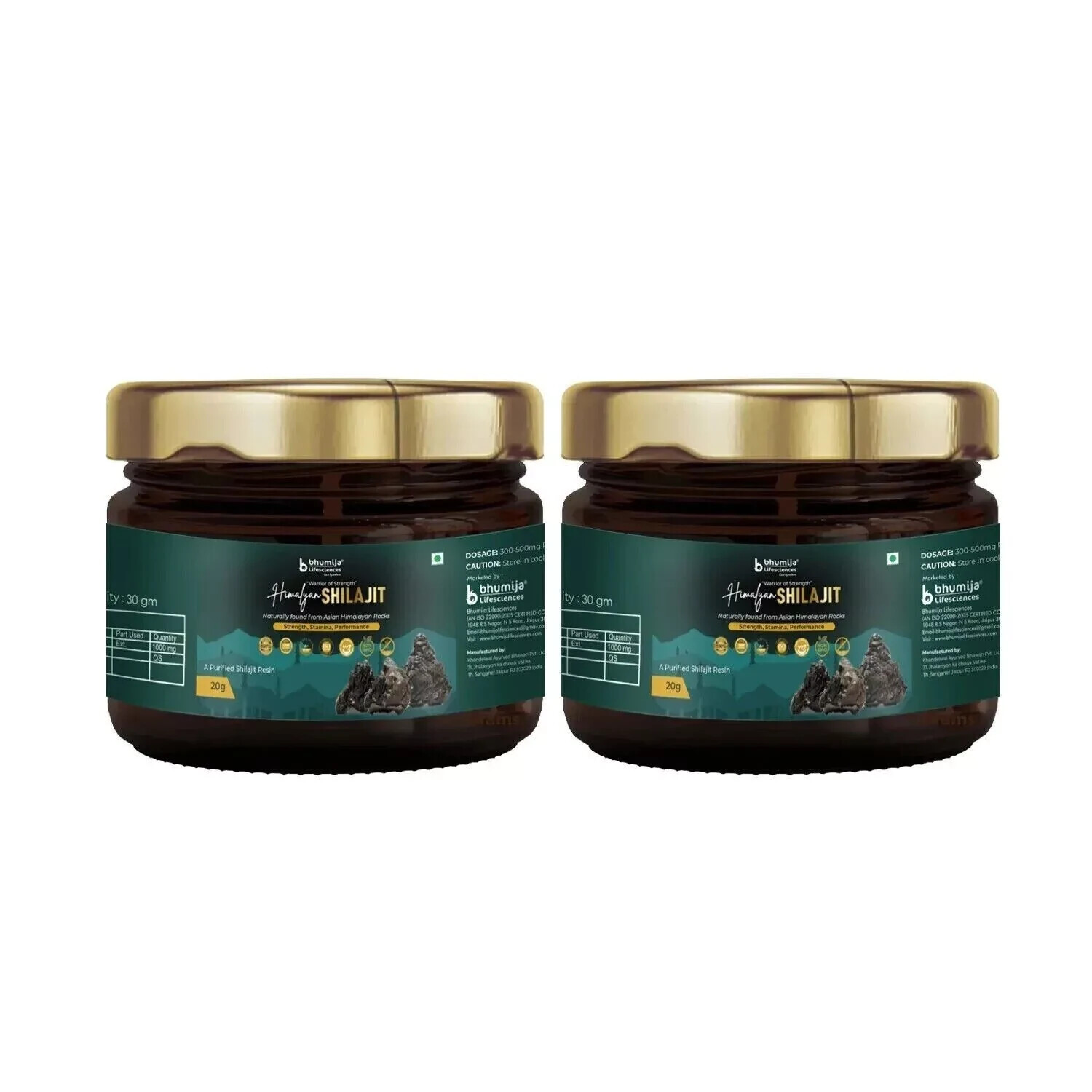 Organic Himalayan Shilajit Resin Pack of 2 - 20g Extremely Potent (66 Servings)