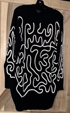 Venue Womens XL Extra Large Black Mini Sweater Dress Or Sweater Abstract