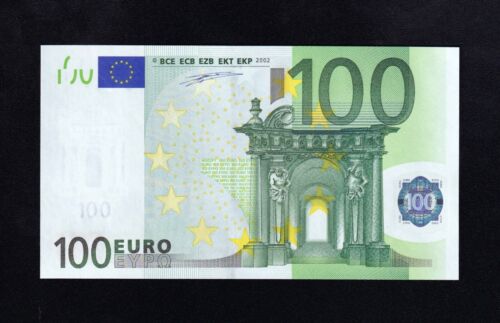 F.C. EUROPEAN UNION , 100 € 2002 , LETRA V , S/C (UNC) , 1ª FIRMA DUISENBERG . - Photo 1/2
