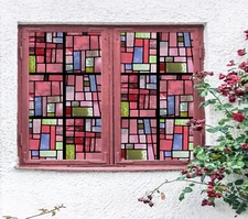 3D Square Pattern A845 Window Film Print Sticker Cling Stained Glass UV Sinsin