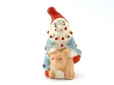 Salt Shaker CLOWN with PIG Single Porcelain Japan Vintage