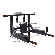 Multifunctional Wall Mounted Pull Up Chin Up Bar Dip Station Power Rack Black