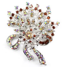 Golden Austrian Rhinestone Crystal Wedding Bridal Bouquet Brooch Pin PN 22511