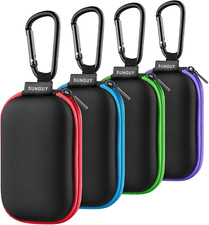4 Pack Earbuds Carrying Case with Carabiner, Portable Earphone  Cable Organizer