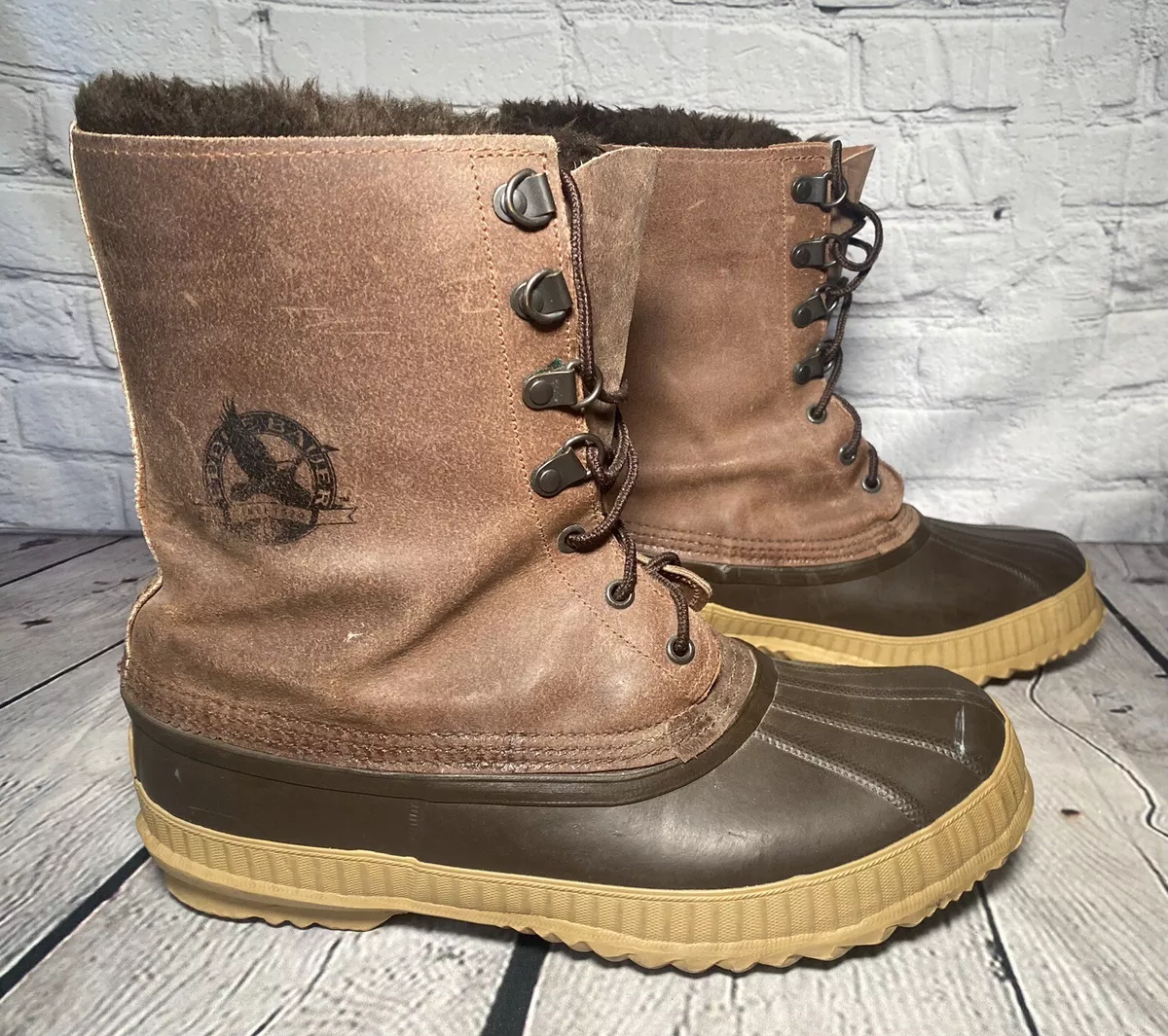 Vintage Eddie Bauer Waterproof Rubber Duck Boots Size 9 Winterized