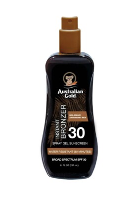 Australian Gold Instant Bronzer Spray Gel Sunscreen SPF30 (8oz / 237mL) NEW