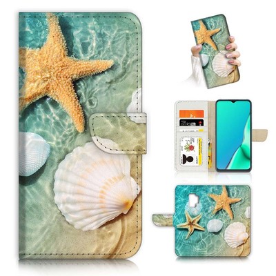 ( For Samsung S9+ / S9 Plus ) Flip Case Cover AJ24088 Sea Beach Starfish