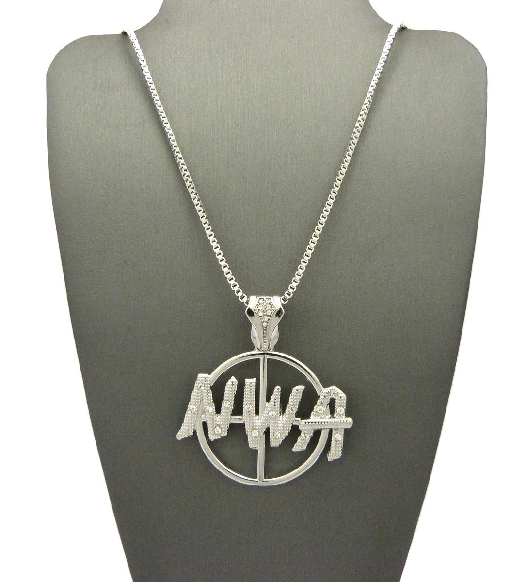 noby 925 Sterling Silver Sideways White Sapphire Cross Necklace