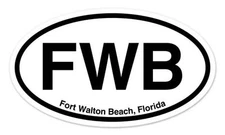 FWB Fort Walton Beach Florida Oval car window bumper sticker decal 5" x 3"