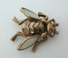 Vintage Milk Glass Wings Insect Brooch