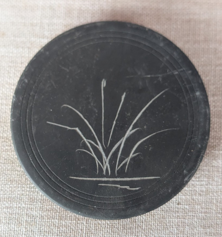 VTG Chinese Stone Inkstone for Calligraphy 4 inch Diameter