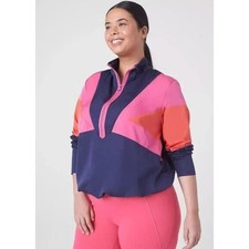 LIVI Half-Zip Windbreaker Jacket Womens sz 18/20 Activewear Pink Blue Colorblock