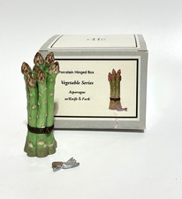 PHB Porcelain Hinged Box Asparagus With Knife Fork Trinket Midwest 34556 ~ New