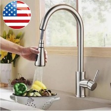 Brushed Nickel Kitchen Faucet Sink Mixer Faucet Pull Down Sprayer Single Handle.