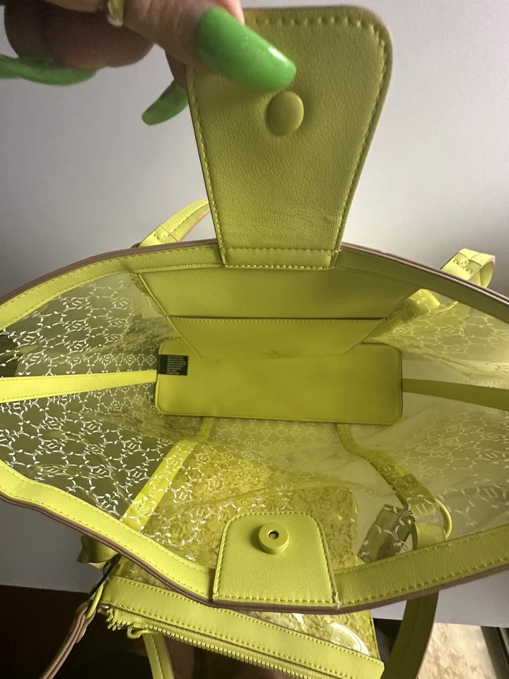 Bolso de Mano Nanette Lepore Verde Lima Transparente Viaje Playa Piscina con Bolsa Cartera Foto 2 de 4