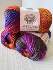 Lion Brand Landscapes Self Striping Yarn~Lot of 3 Skeins~Volcano #212T