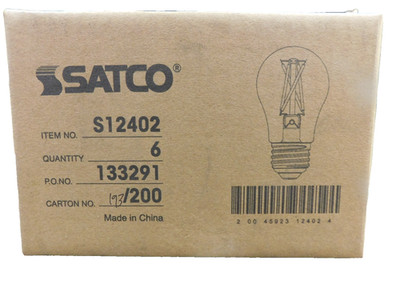 Satco S12402 LED Filament 120V 5W A15 Medium E26 Clear 4000K Cool White-6 Pack