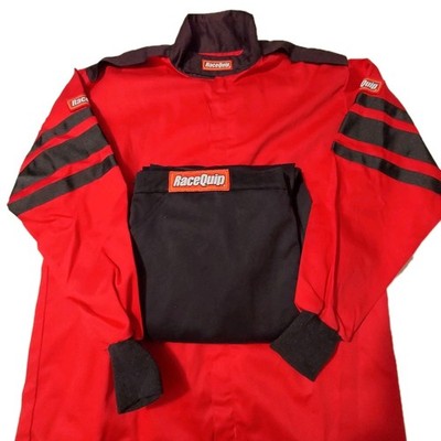 RaceQuip Single Layer SFI Manf Cert 3-2A1 Racing Suit Jacket Red Pants Black XLG