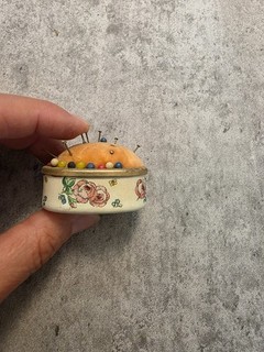 Vintage Bilston and Battersea Enamels Pin Cushion Sewing Collectible