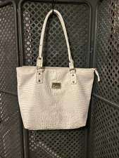 Marc Fisher RARE White/Gold Synthetic Croc Large Dress For Success Tote
