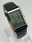 Vintage Classic Seiko Slim Wristwatch Green Dial Black Strap