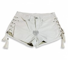 New Women's White Laced leather shorts. Real Soft lambskin leather Biker Shorts.