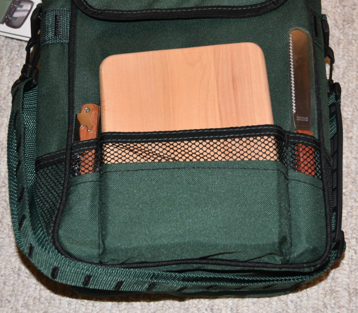 Picnic Time Duet Wine Tote Cheese Board Opener Hunter Green 623-04 NWT