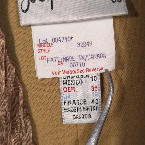 Joseph Ribkoff Veston Jacket Size 10 Half Zip Pleated Metallic Gold 32849 - Picture 10 of 12