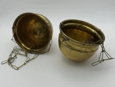 Vintage Roger’s & Sons Solid Brass  Hanging Planters | Set of 2