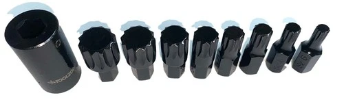 9pc Impact Spline Socket Set M6mm M8 M9 M10 M12 M14 M16 M18mm - 13mm 1/2" drive