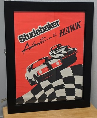 Vintage Studebaker Avanti & Hawk Advertising Poster 1960s Framed Orange 17x21