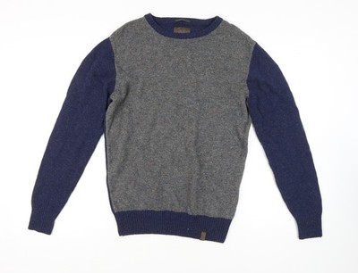 Colours & Sons Wollpullover Pullover Herren Grau Blau