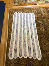 Gorgeous Blue Pink White Yellow Crochet Baby Blanket--46" by 25"