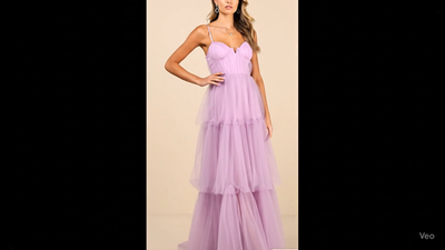 NWT Lulus Tulle Bustier Maxi Dress S Lilac Tiered Formal Gown Prom  Bridesmaid | eBay