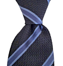 NWT TOM FORD Blue Black Striped Woven Silk Wool Tie 280