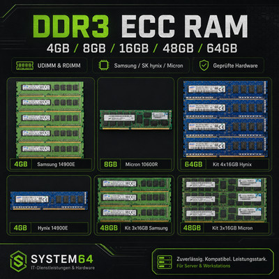 DDR3 ECC RAM 4GB 8GB 16GB 48GB 64GB PC3-10600R 12800R 14900E UDIMM RDIMM