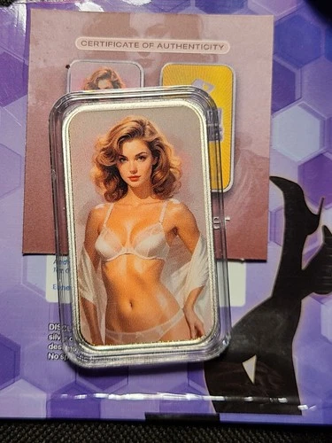 Bullion Baddies 1 oz silver bar "Tiffany Summer" Naughty and Nice W/COA